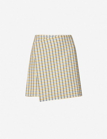 SAMSOE & SAMSOE Vigna checked cotton-twill mini skirt in olive check / wrap style skirts - flipped
