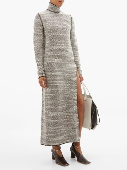 JIL SANDER Slit-skirt woven-wool dress | thigh high split knitted maxi - flipped