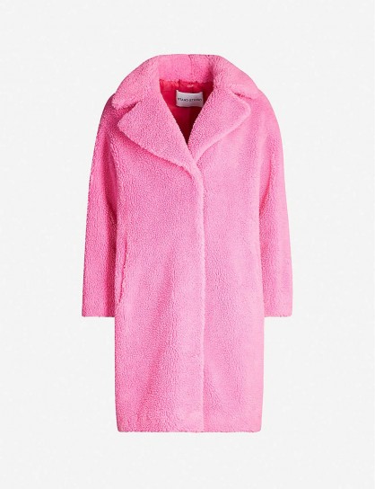 STAND Camille teddy coat in bubble gum – bright-pink winter coats