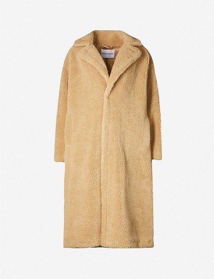 STAND Maria teddy faux-fur in beige coat / textured winter coats - flipped