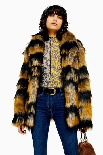 TOPSHOP Tiger Faux Fur Coat / seventies style winter coats / retro outerwear - flipped