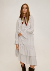 Mango Trapeze ruffled dress in grey REF. 57005653-KEIRA-LM | ruffle trimmed dresses