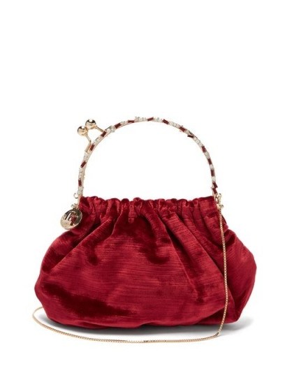 ROSANTICA BY MICHELA PANERO Versailles crystal and burgundy velvet clutch - flipped