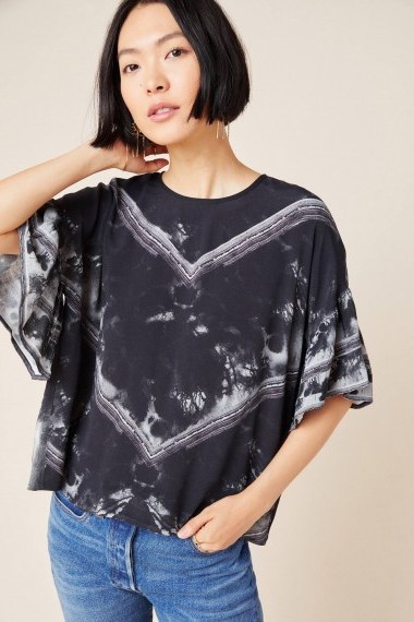 Conditions Apply Viera Dyed Blouse in Black and White / dolman sleeve top - flipped