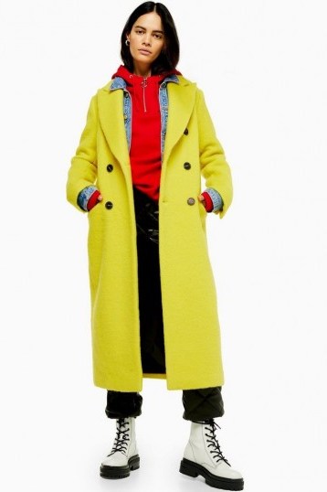 Topshop Yellow Coat With Wool | vibrant coloured coats - flipped