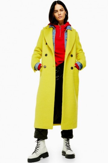 Topshop Yellow Coat With Wool | vibrant coloured coats