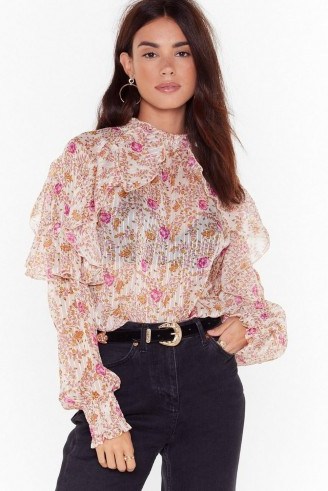 NASTY GAL You Plant Stop Us Floral High Neck Blouse / romantic fashion - flipped