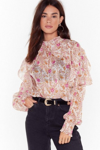 NASTY GAL You Plant Stop Us Floral High Neck Blouse / romantic fashion