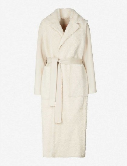 YVES SALOMON Merinillo shearling and cashmere-blend coat sand / meringue ~ luxury textured coats - flipped