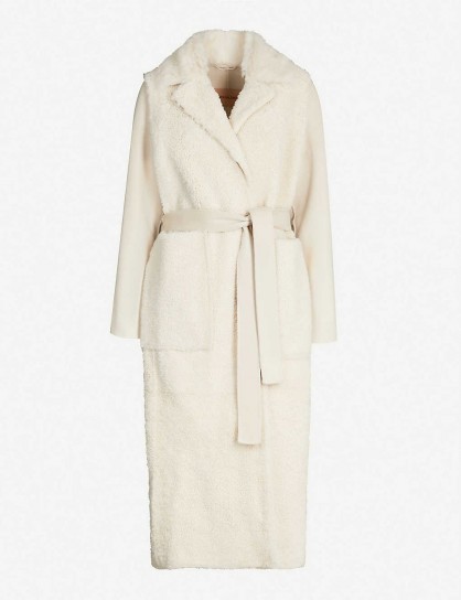 YVES SALOMON Merinillo shearling and cashmere-blend coat sand / meringue ~ luxury textured coats