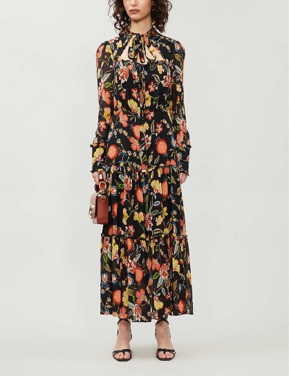 ALEXIS Sabryna floral-print crepe maxi dress in black