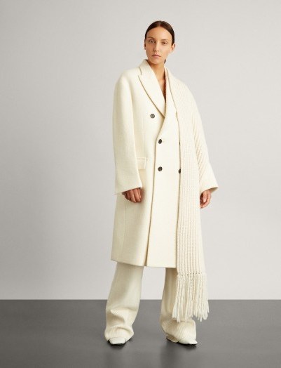 Joseph Arles Wool Alpaca Coat in Cream | luxe outerwear | contemporary winter coats - flipped