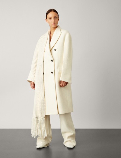 Joseph Arles Wool Alpaca Coat in Cream | luxe outerwear | contemporary winter coats
