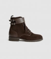 Reiss ARTEMIS SUEDE HIKER BOOTS CHOCOLATE | dark-brown winter boot