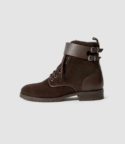 Reiss ARTEMIS SUEDE HIKER BOOTS CHOCOLATE | dark-brown winter boot - flipped
