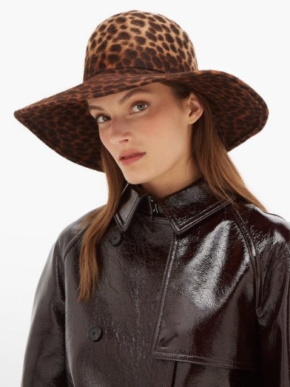 LOLA HATS Biba leopard-print felt hat ~ wide brim hats