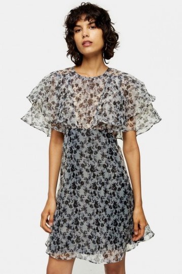 Topshop Black And White Organza Floral Mini Dress – floaty and feminine dresses - flipped