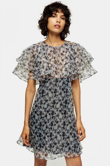Topshop Black And White Organza Floral Mini Dress – floaty and feminine dresses
