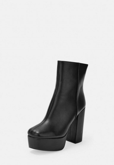 Missguided black chunky platform boots | vintage look footwear - flipped