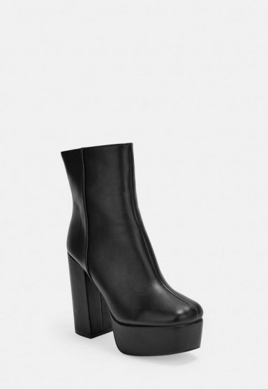 Missguided black chunky platform boots | vintage look footwear