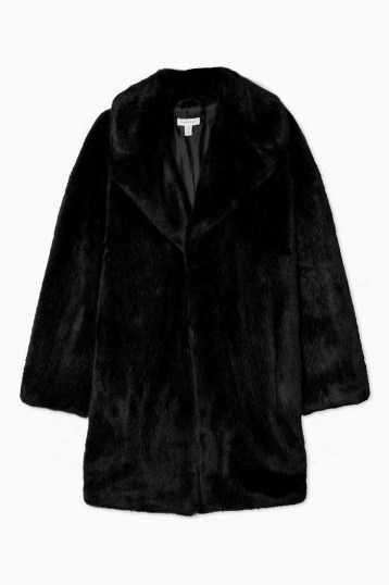 TOPSHOP Black Luxe Faux Fur Coat – vintage look glamour – glamorous winter coats - flipped
