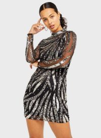 MISS SELFRIDGE Black Sequin Mini Dress – glamorous lbd – evening glamour – glitzy event fashion