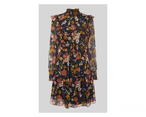 WHISTLES Floral Ruffle Silk Mix Dress ~ high neck ruffled dresses