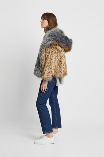 French Connection BLAIRE FAUX FUR HOODED COAT ~ furry winter jackets - flipped