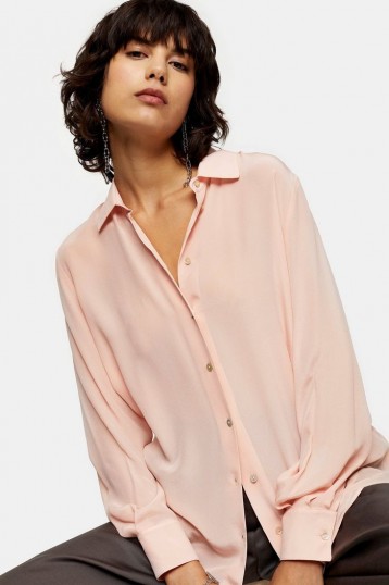 TOPSHOP Blush Pink Oversized Silk Shirt – luxe shirts