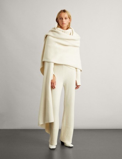 Joseph Boiled Wool Snood Scarf in Cream | statement scarves - flipped