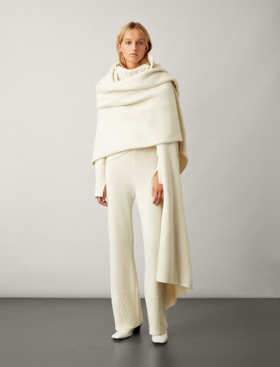 Joseph Boiled Wool Snood Scarf in Cream | statement scarves