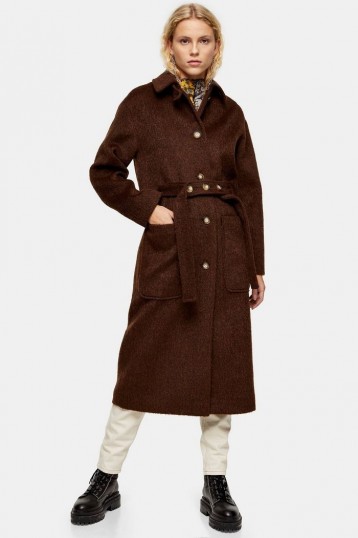 Topshop Brown Brushed Coat in Chocolate | Fall colours