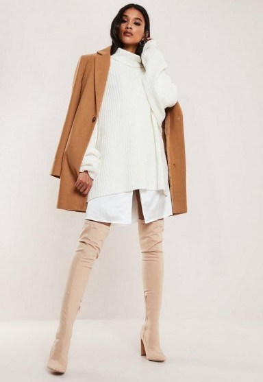 MISSGUIDED camel formal coat - flipped