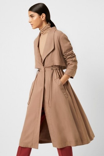 French Connection CARLA LYOCELL OVERSIZED COAT Mocha Mousse ~ drawstring waist winter coats
