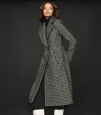 Reiss CELIA DOGTOOTH CHECK OVERCOAT MONOCHROME – classic winter coats