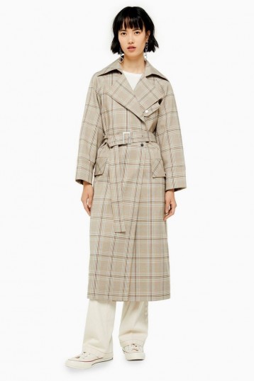 TOPSHOP Check Trench / belted coats