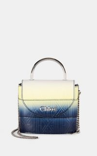 CHLOÉ Monogram Leather Camera Bag in yellow / blue – small crossbody bags