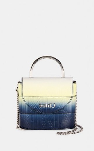 CHLOÉ Monogram Leather Camera Bag in yellow / blue – small crossbody bags - flipped