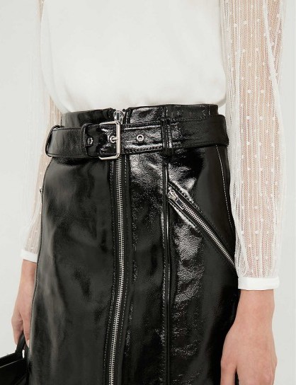 CLAUDIE PIERLOT Casino black patent-leather mini skirt / shiny zip detail skirts - flipped