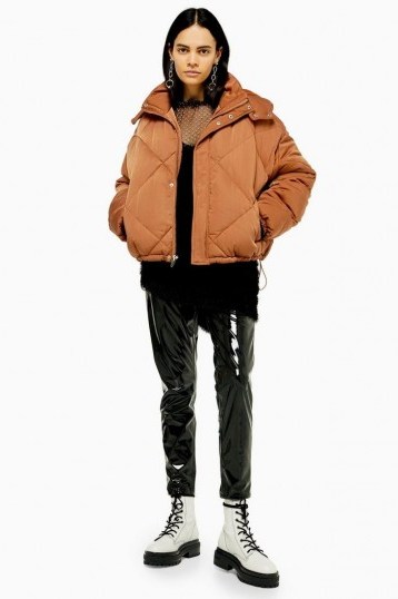 TOPSHOP CONSIDERED Brown Quilted Puffer Jacket – warm and stylish winter jackets - flipped