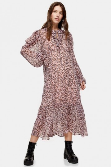 TOPSHOP CONSIDERED Floral Chuck On Dress – ruffle trimmed dresses