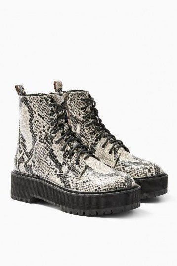 TOPSHOP CONSIDERED OSLO Snake Chunky Lace Up Boots - flipped