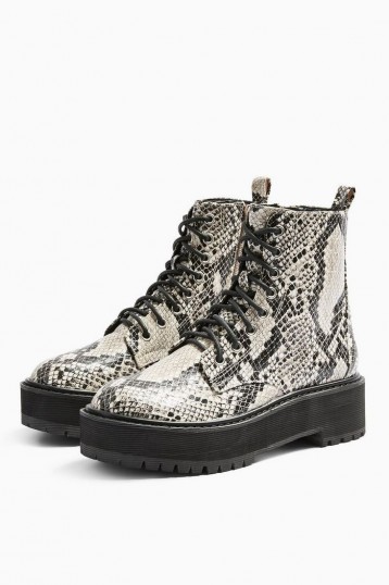 TOPSHOP CONSIDERED OSLO Snake Chunky Lace Up Boots