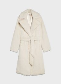MISS SELFRIDGE Cream Faux Fur Belted Coat – luxe style winter coats