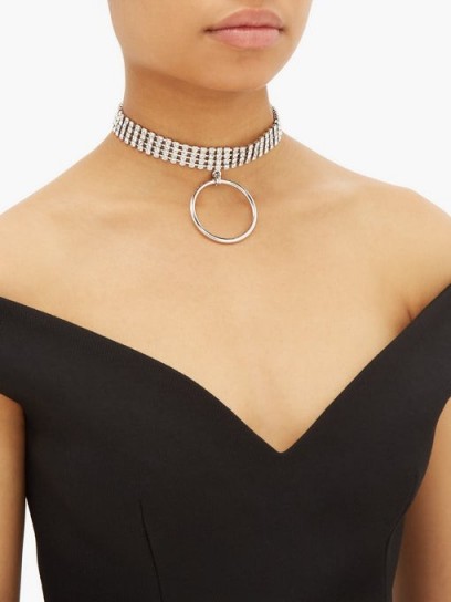 ALESSANDRA RICH Crystal ring-pendant choker ~ glamorous evening accessory