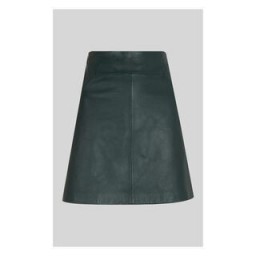 WHISTLES Dark Green Leather A line Skirt