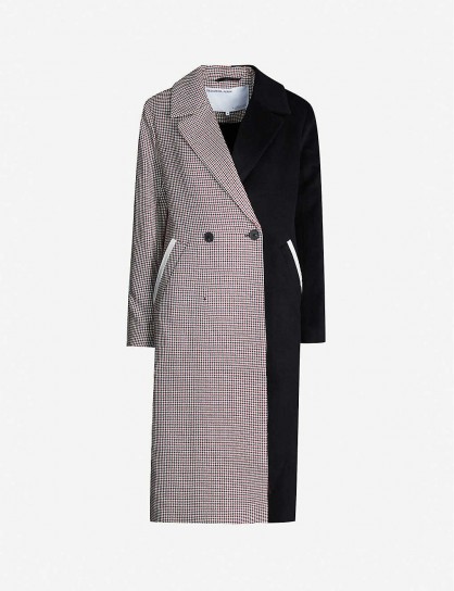 DESIGNERS REMIX Deborah double-breasted panelled checked woven coat in 935 check – paneled coats