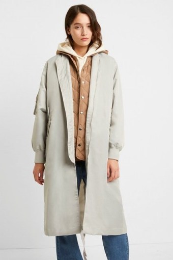 French Connection DIA NYLON 3 WAY COAT Stone Grey / Camel ~ winter coats with removable gilets - flipped