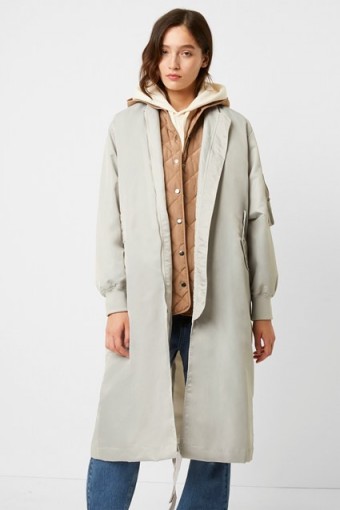 French Connection DIA NYLON 3 WAY COAT Stone Grey / Camel ~ winter coats with removable gilets