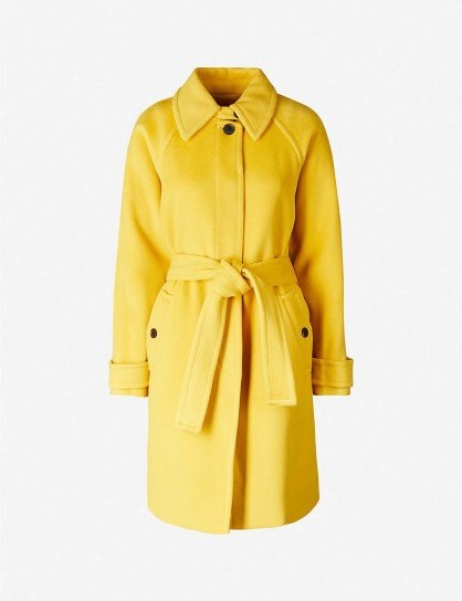 DIANE VON FURSTENBERG Lia belted wool coat in couch – yellow winter coats - flipped